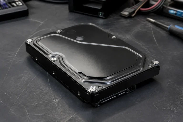 IronWolf 12TB 硬盘异响：低负载镜像后提取 NAS 资料设备工作台静物图