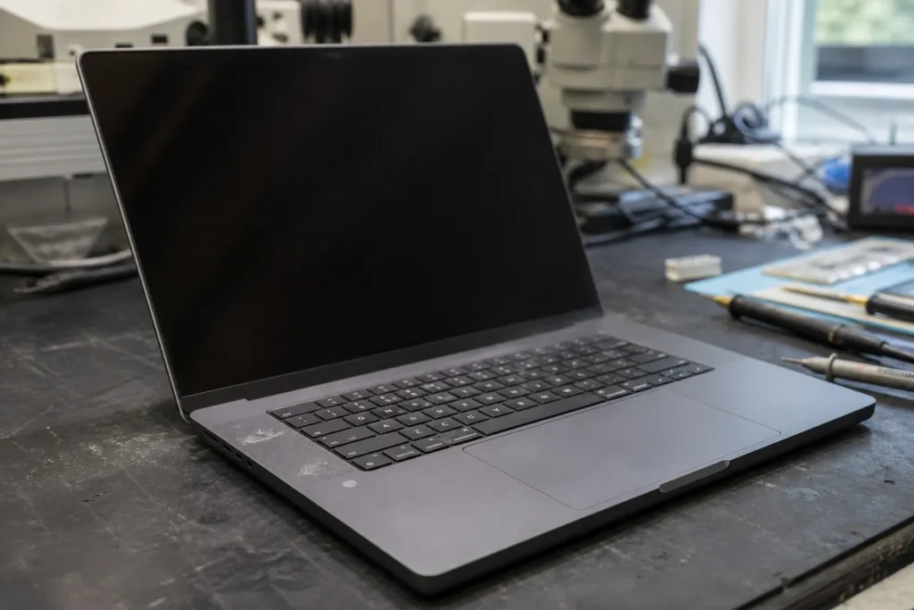 MacBook Pro 14 英寸 M3 Pro 进液不开机：恢复原板读取窗口设备工作台静物图